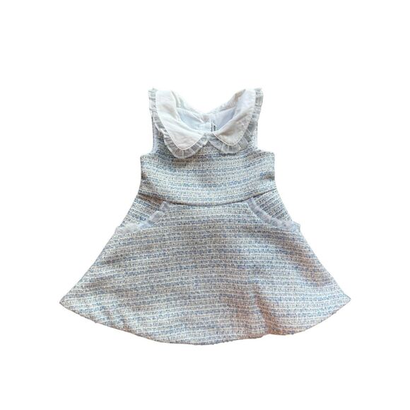 Janie And Jack 2pc Sky Blue Tweed Collared Dress Size 12-18 Months - Picture 10 of 12